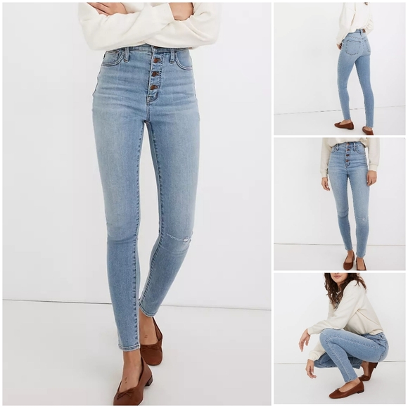 Madewell Denim - Madewell 11" High-Rise Roadtripper Jeans in Beckwith Wash: Button-Front Edition.